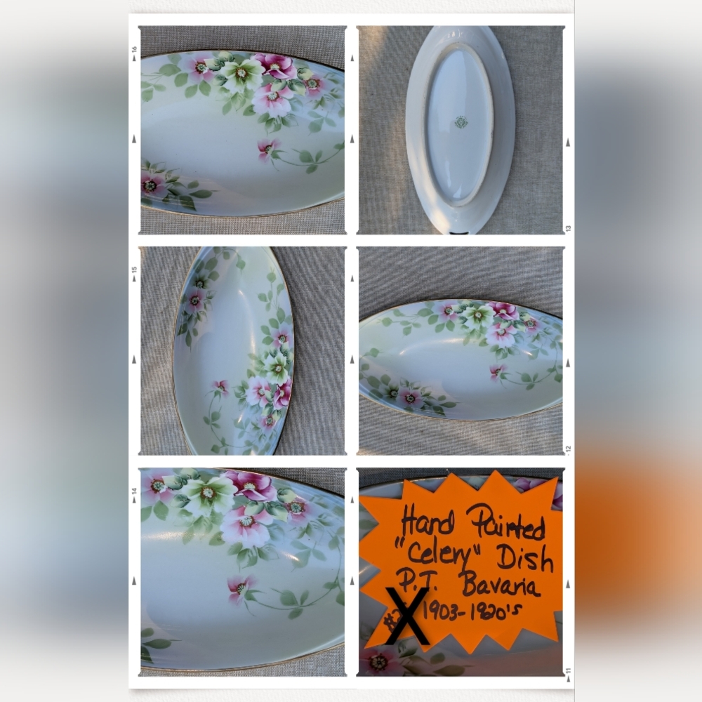 VINTAGE P.T. Bavaria Floral Decorative "Celery" Plate. 1900's.  Germany.